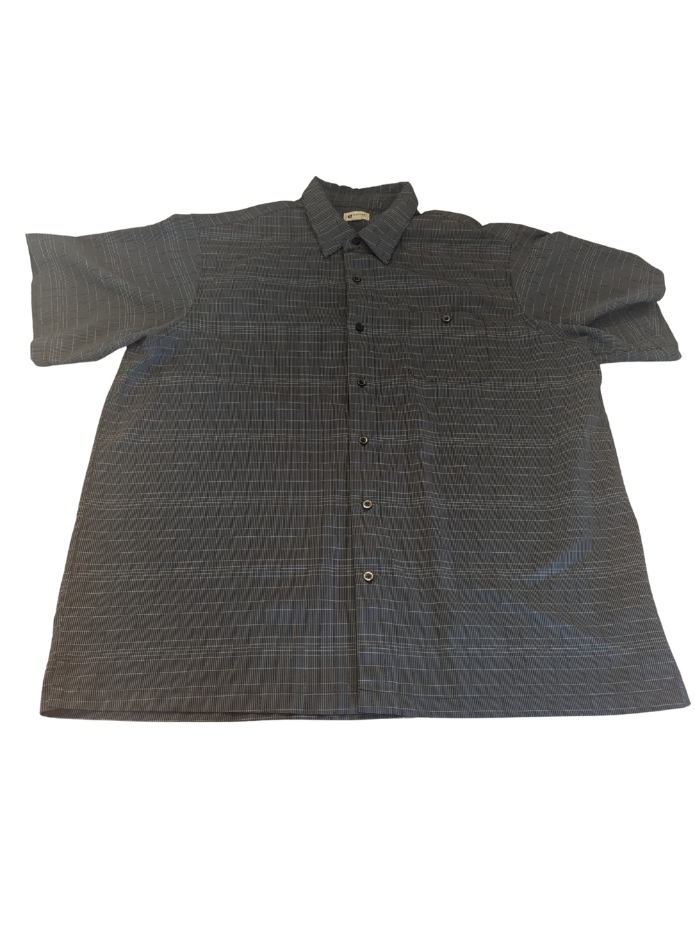 EUC Haggar Mens XXL short sleeve button up shirt black white textured